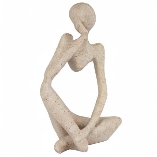 Sandstone Resin Thinker Statue Style Abstract Sculpture, Sandstone, Left