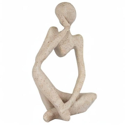 Sandstone Resin Thinker Statue Style Abstract Sculpture, Sandstone, Left