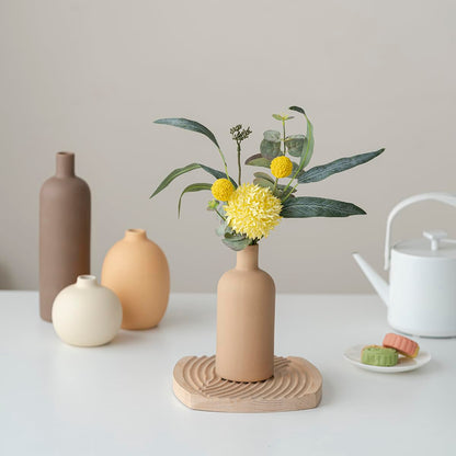 Decorative Ceramic Vase Set, 4-Piece Neutral Tones, Modern Boho Design for Living Room, Entryway, Mantel (Neutral Earth Tone set 4)