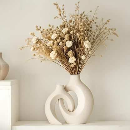 Set of 2 Hollow Ceramic Vases, Modern Nordic Decorative Vase for Home Decor